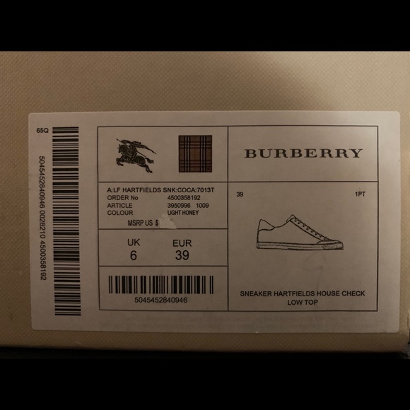 Burberry Hartfield Sneakers - Picture 1 of 5